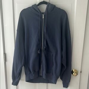Brandy Melville Dark Blue Zip-Up Hoodie